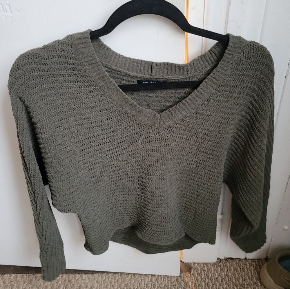 MOVING SALE Cropped Green Sweater